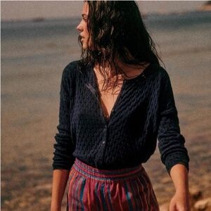 Sezane Adela Cardigan Navy S Sézane Knitwear